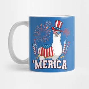 Patriotic Llama Merica 4th of July Mug